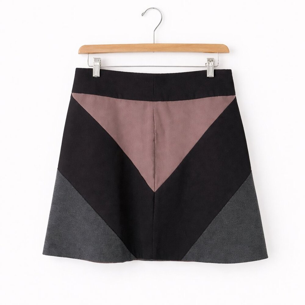 RENAUR | Brown & Black Stretch  Geometric Mini Skirt - Women's Size 10